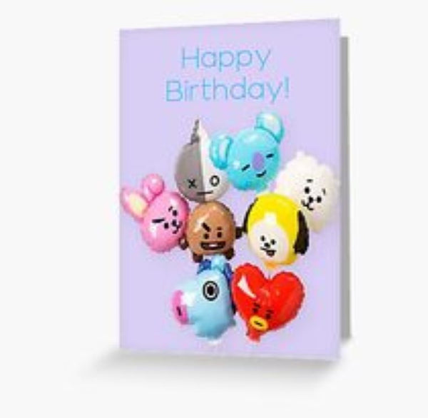 BT21 Balloons Birthday Greeting Card